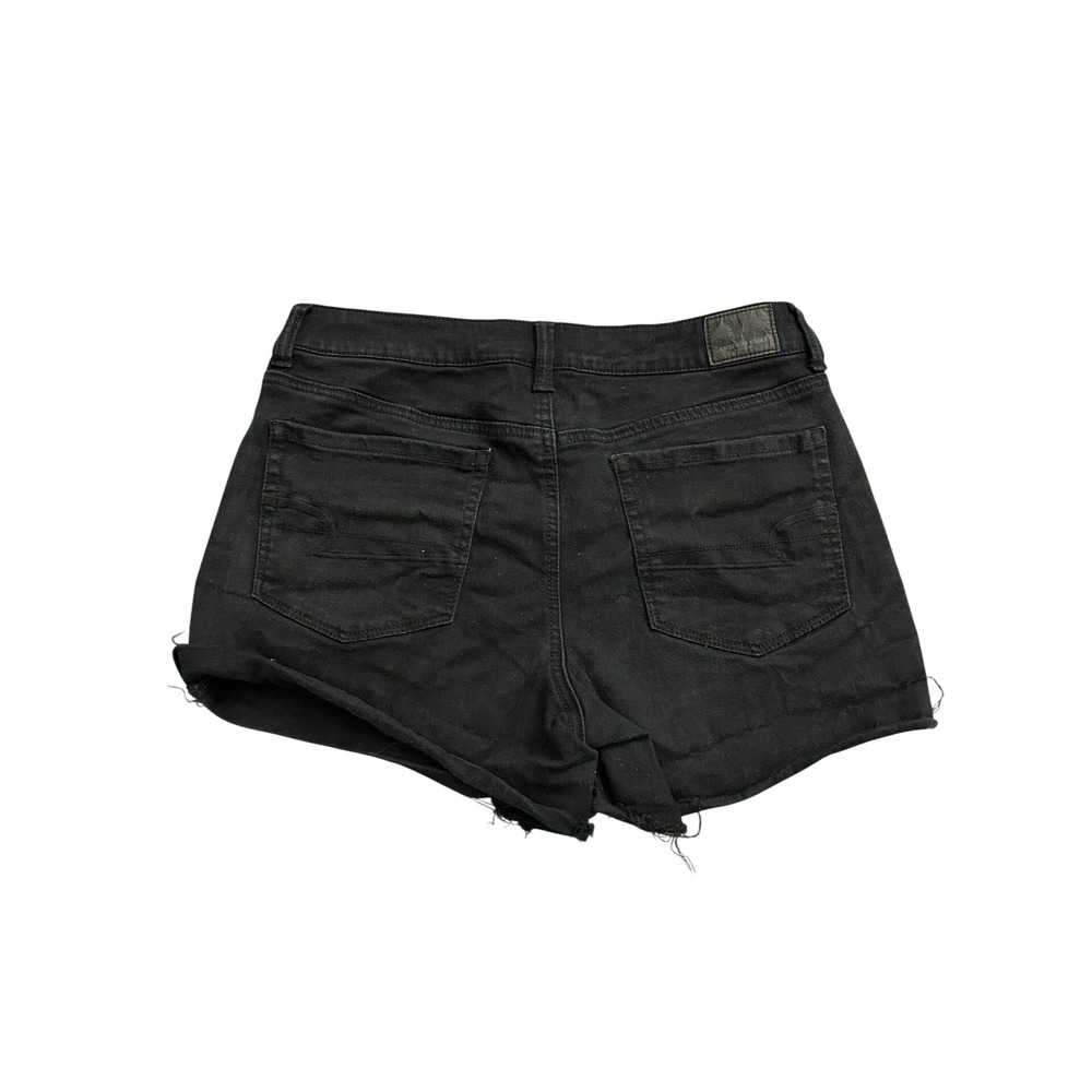 American Eagle Denim Short Womens 12 Black Excellent High Waisted Raw Hem Cutoff - Picture 2 of 7